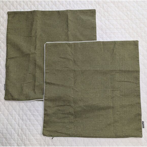 🌿 Woaboy Set of 2 Waterproof Pillow Covers – Olive Green – 20"x20" - Picture 2 of 7